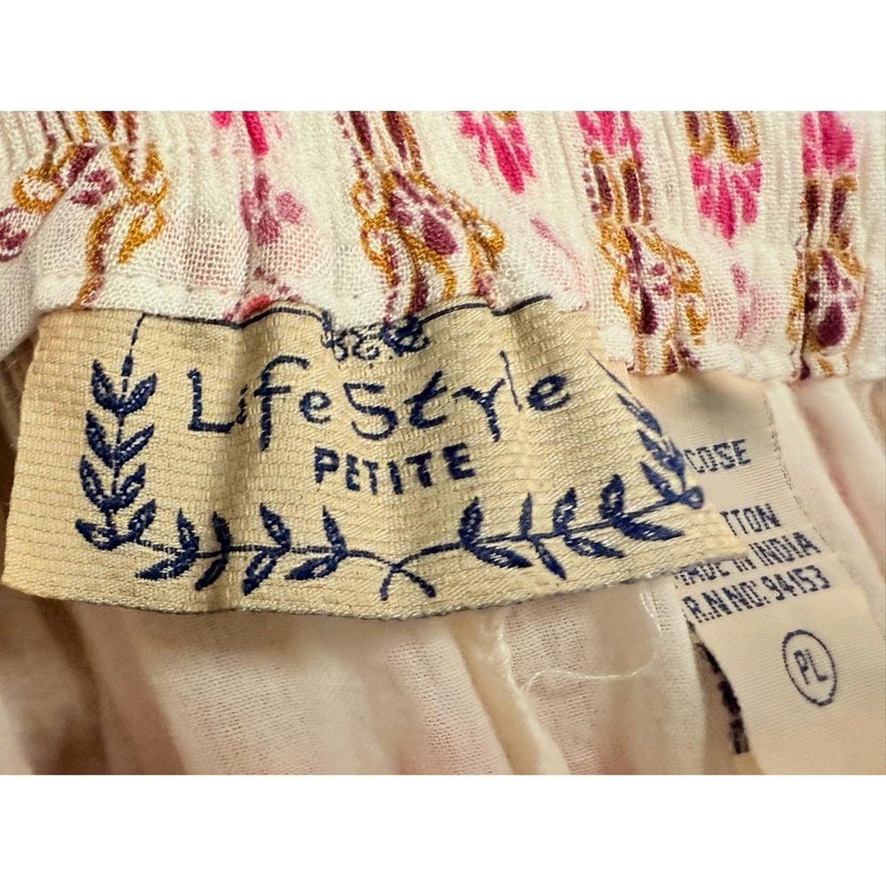 Boho Lagenlook Tiered Midi Skirt | India Block Print | Viscose Cotton | Petite L - Picture 5 of 8